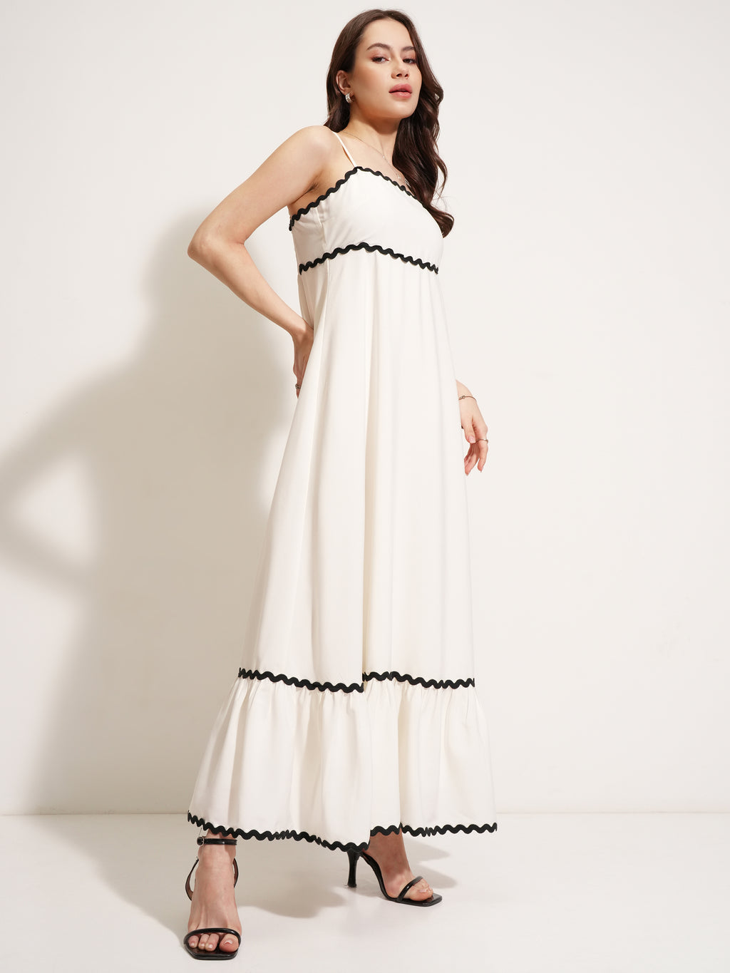 Tokyo Talkies Women White Solid Fit And Flare Dress - White - Image 6