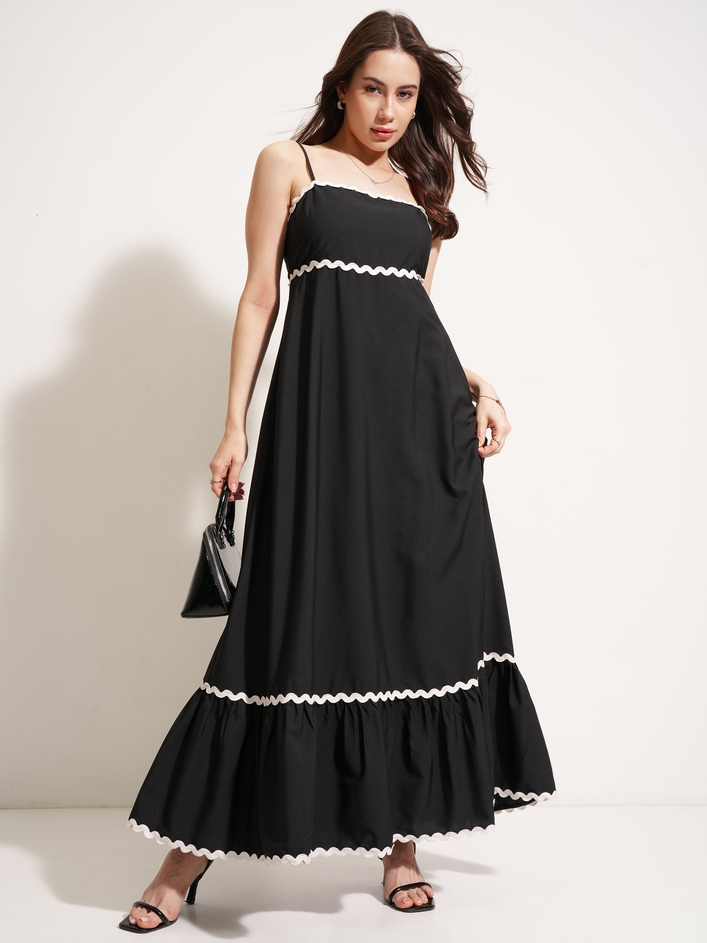 Tokyo Talkies Women Black Solid Fit And Flare Dress - Black - Image 2
