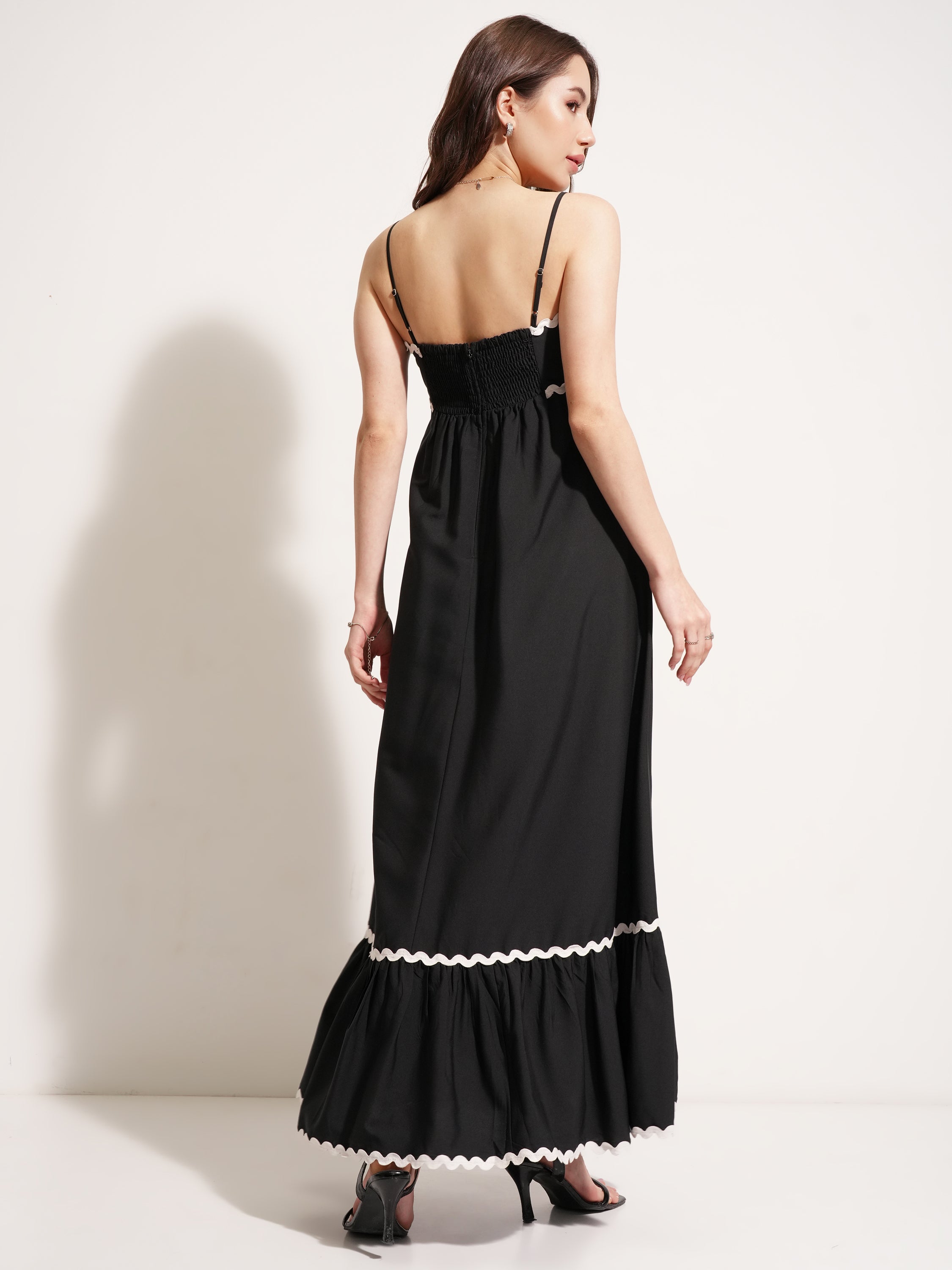 Tokyo Talkies Women Black Solid Fit And Flare Dress - Black - Image 3