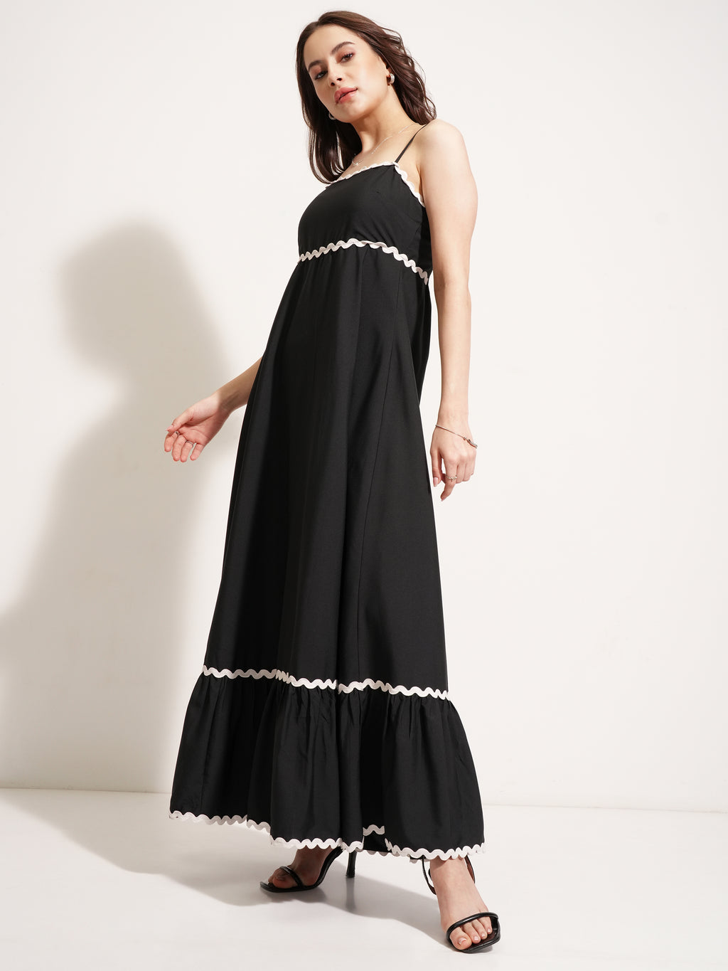Tokyo Talkies Women Black Solid Fit And Flare Dress - Black - Image 4
