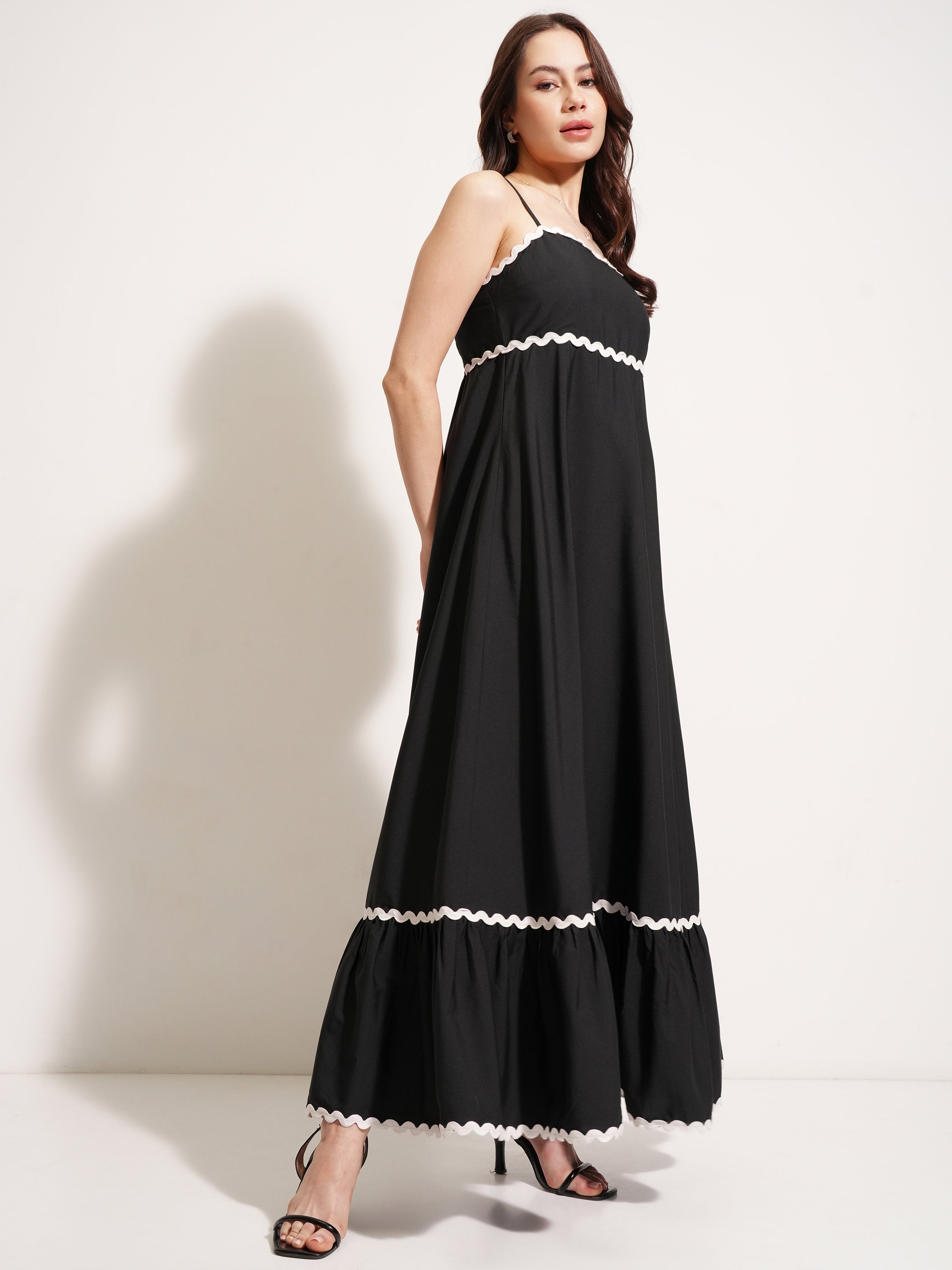 Tokyo Talkies Women Black Solid Fit And Flare Dress - Black - Image 6