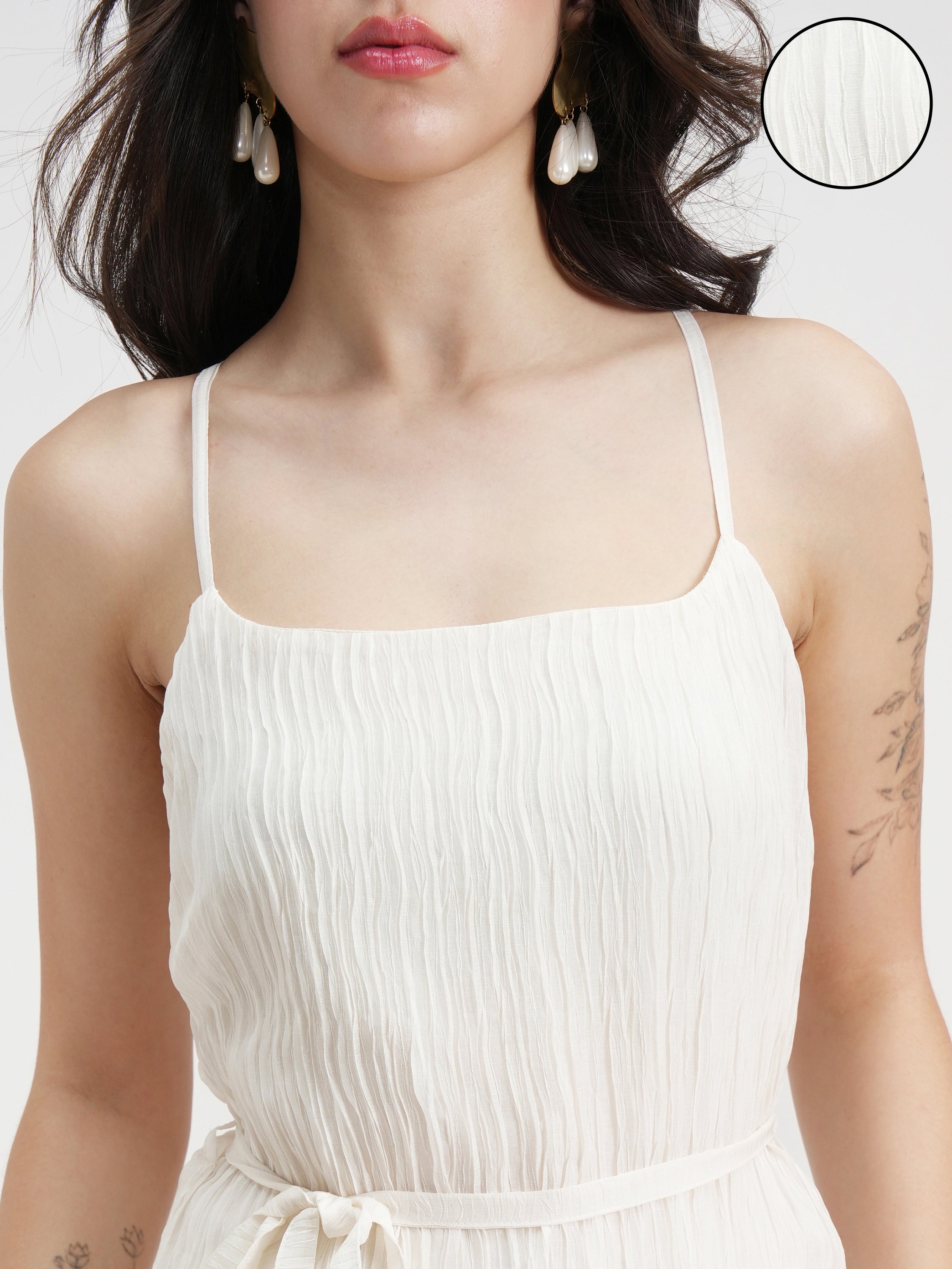 Tokyo Talkies Women Cream Solid Maxi Dress - Cream - Image 5