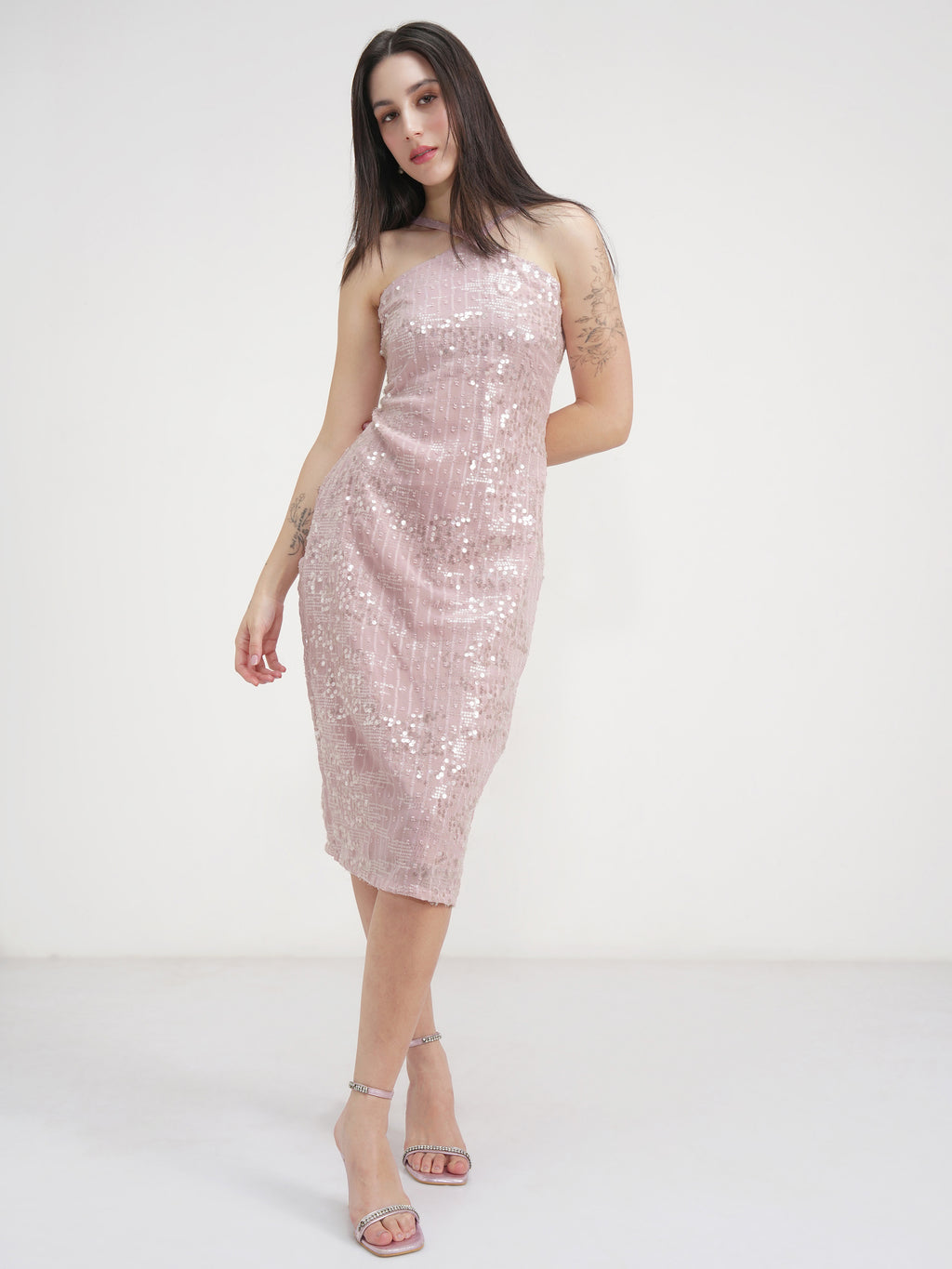 Tokyo Talkies Women Pink Embellished Sheath Dress - Pink - Image 2
