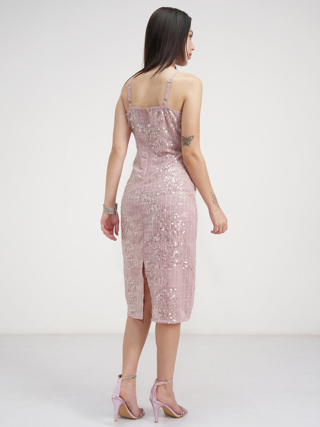 Tokyo Talkies Women Pink Embellished Sheath Dress - Pink - Image 3