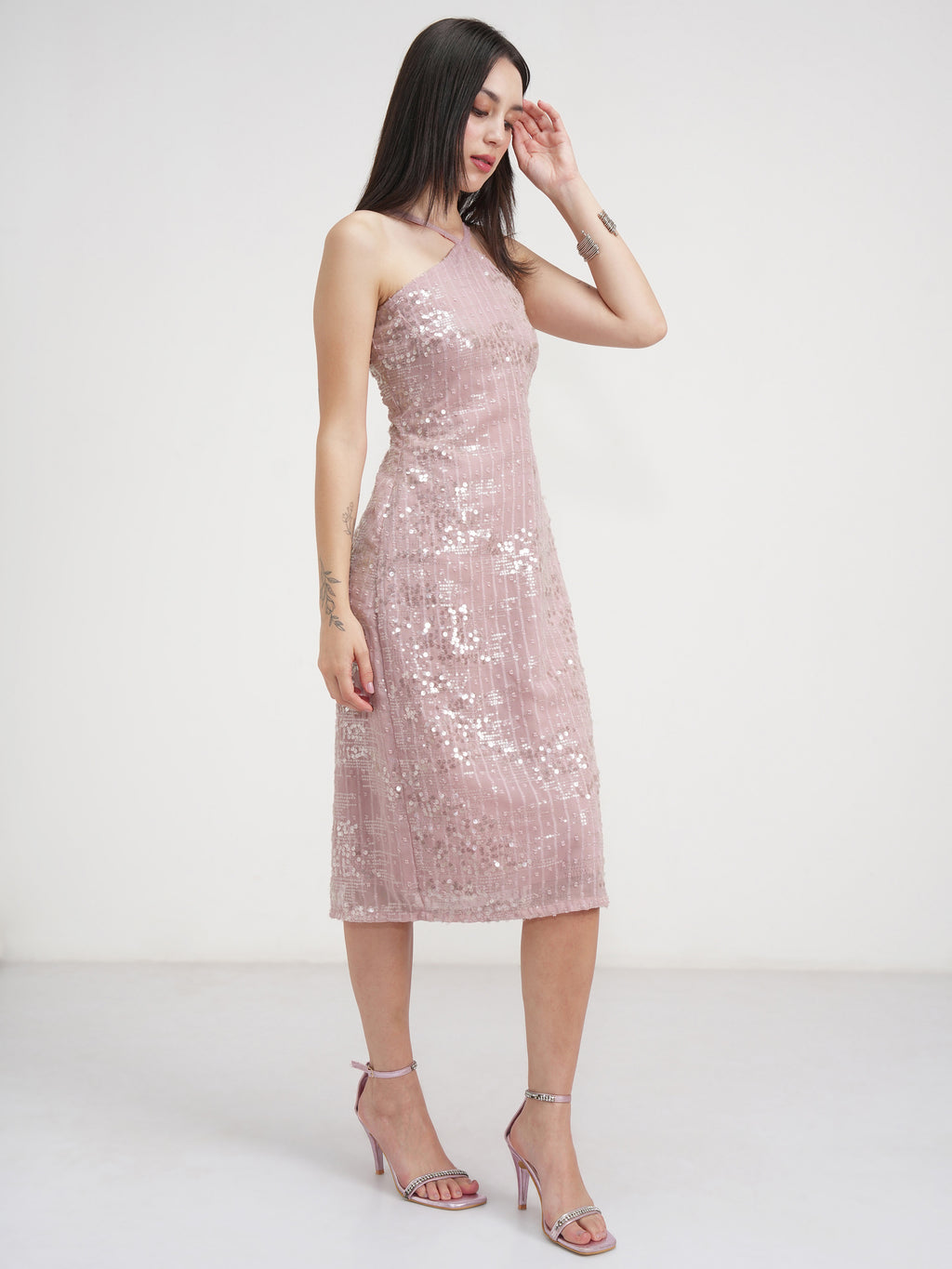 Tokyo Talkies Women Pink Embellished Sheath Dress - Pink - Image 6