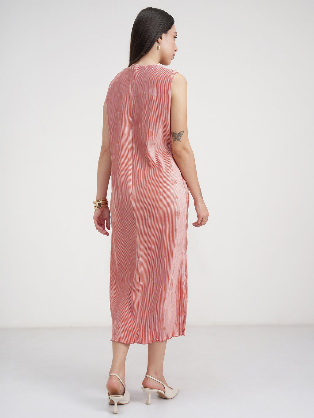 Tokyo Talkies Women Peach Printed A-Line Dress - Peach - Image 3