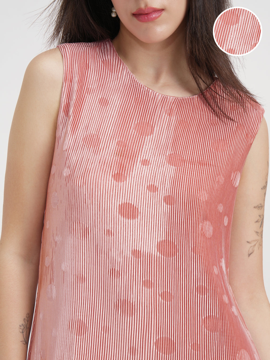 Tokyo Talkies Women Peach Printed A-Line Dress - Peach - Image 5