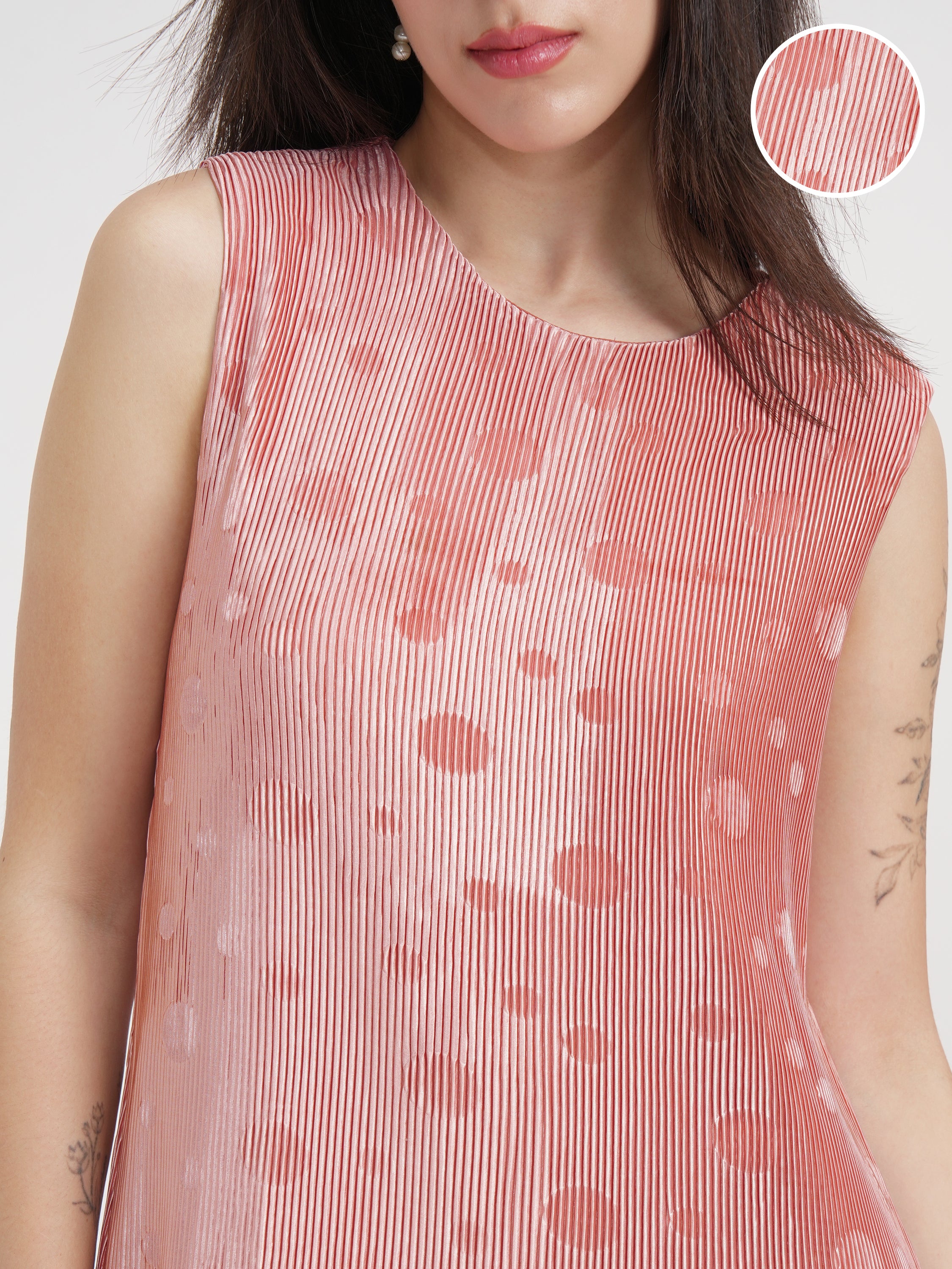 Tokyo Talkies Women Peach Printed A-Line Dress - Peach - Image 5