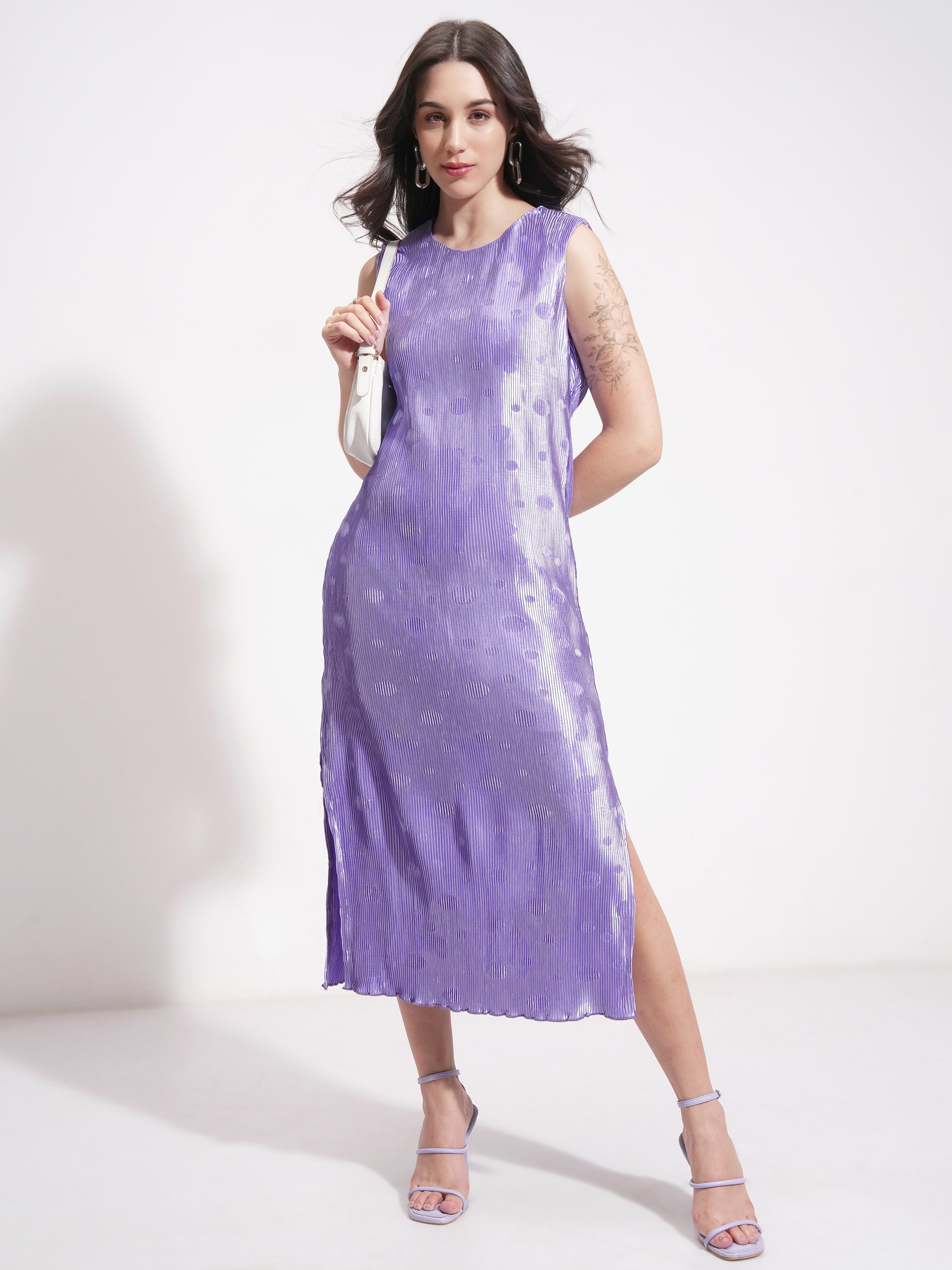 Tokyo Talkies Women Violet Printed A-Line Dress - Violet - Image 2