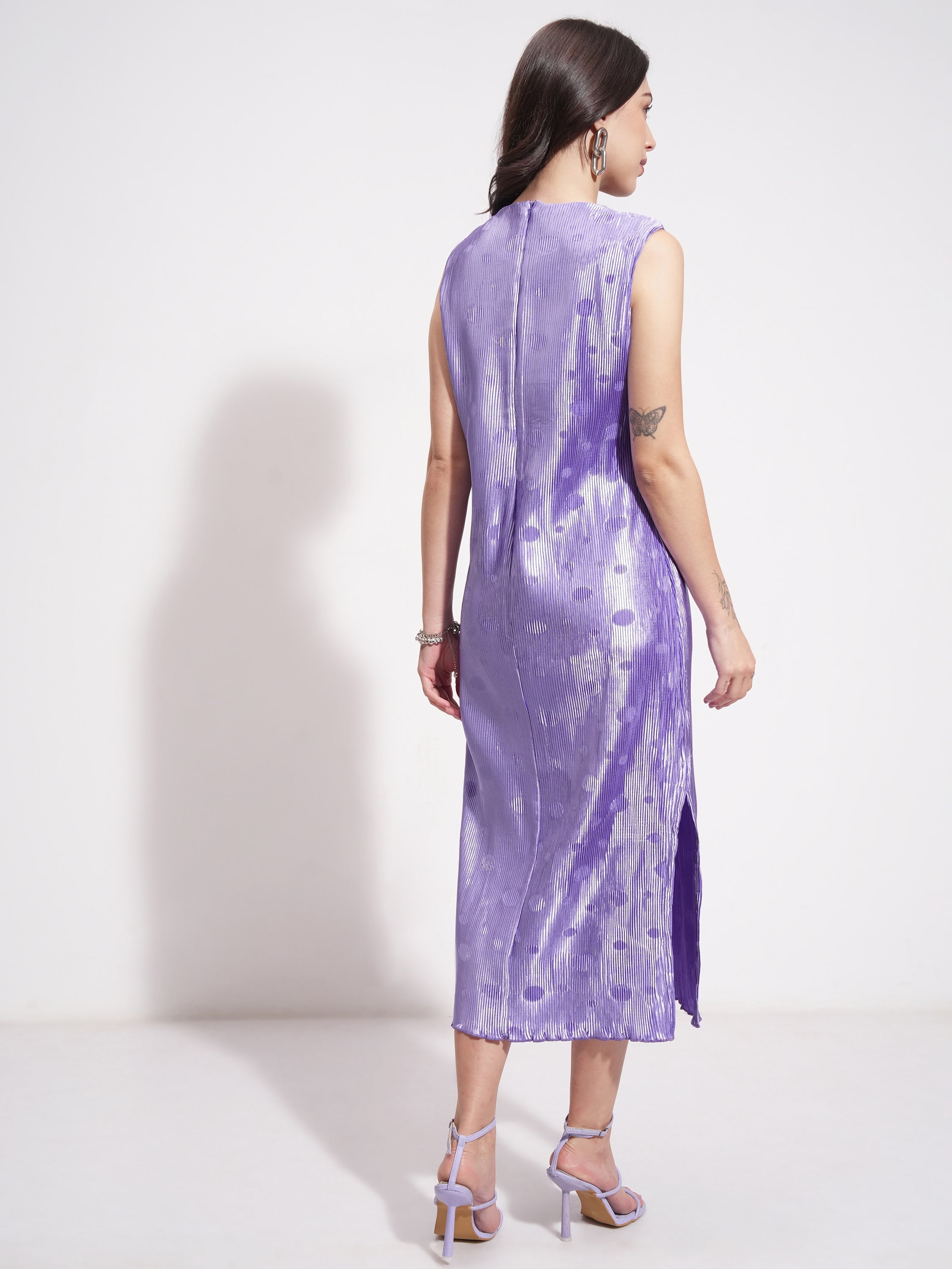Tokyo Talkies Women Violet Printed A-Line Dress - Violet - Image 3