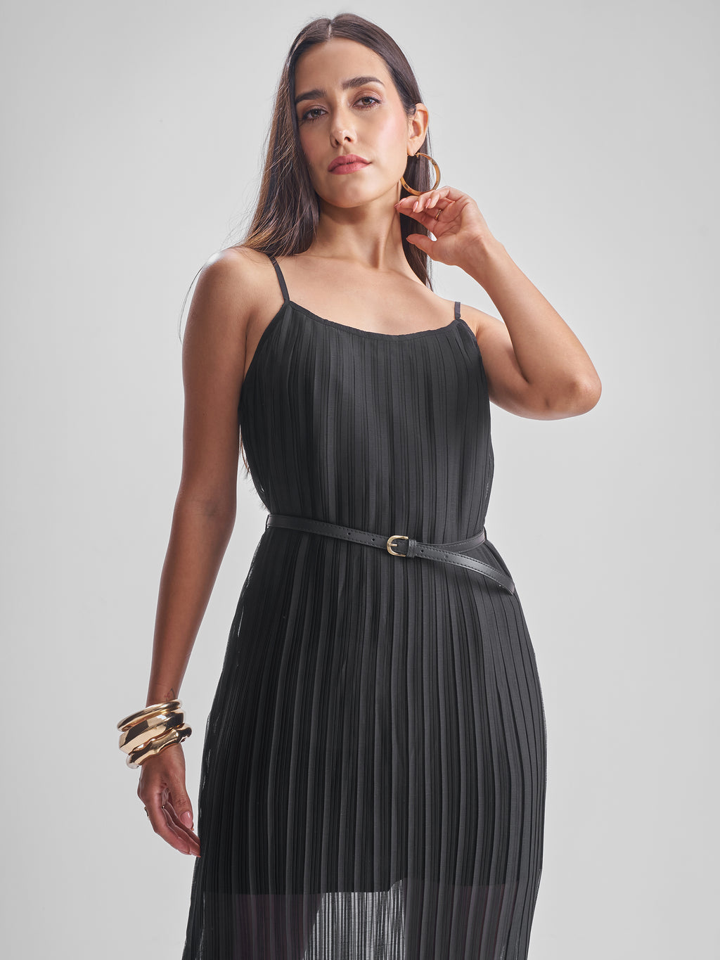 Tokyo Talkies Women Black Solid Maxi Dress - Black - Image 1
