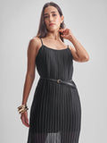 Tokyo Talkies Women Black Solid Maxi Dress - Black - Image 1