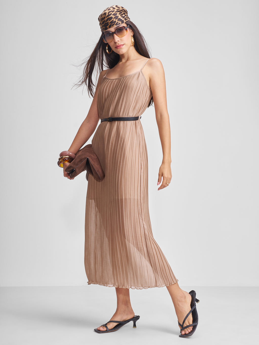 Tokyo Talkies Women Khaki Solid Maxi Dress - Khaki - Image 2