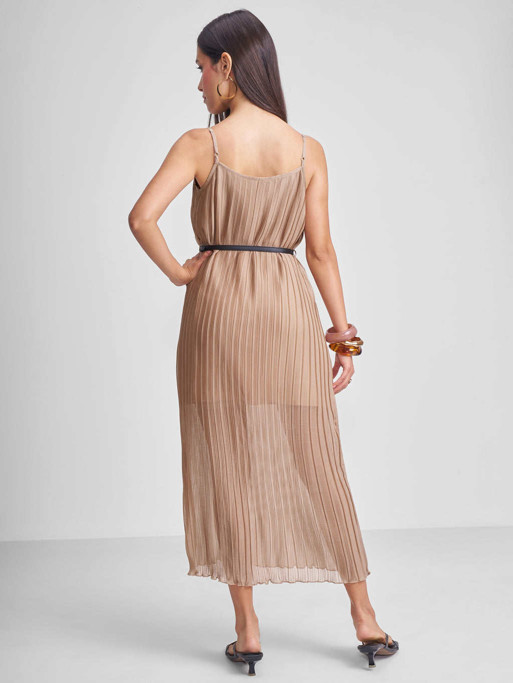 Tokyo Talkies Women Khaki Solid Maxi Dress - Khaki - Image 3