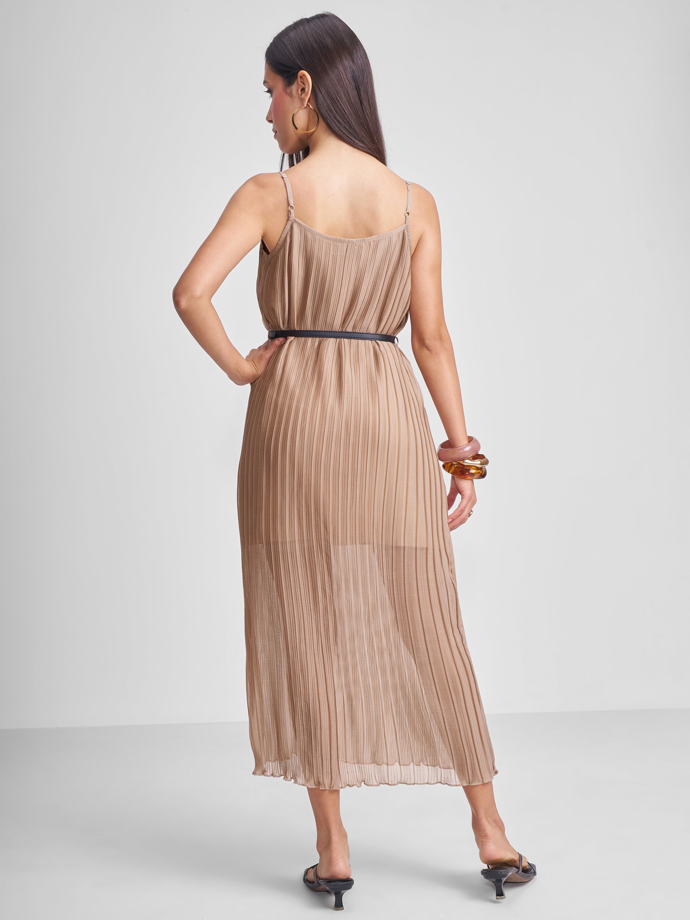 Tokyo Talkies Women Khaki Solid Maxi Dress - Khaki - Image 3