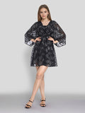 ESPYR By Tokyo Talkies Women Black Embellished Fit and Flare Dress - Black - Image 1