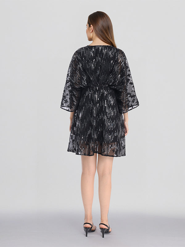 ESPYR By Tokyo Talkies Women Black Embellished Fit and Flare Dress - Black - Image 3