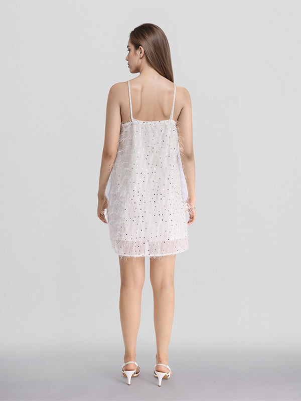 ESPYR By Tokyo Talkies Women White Embellished Fit and Flare Dress - White - Image 3