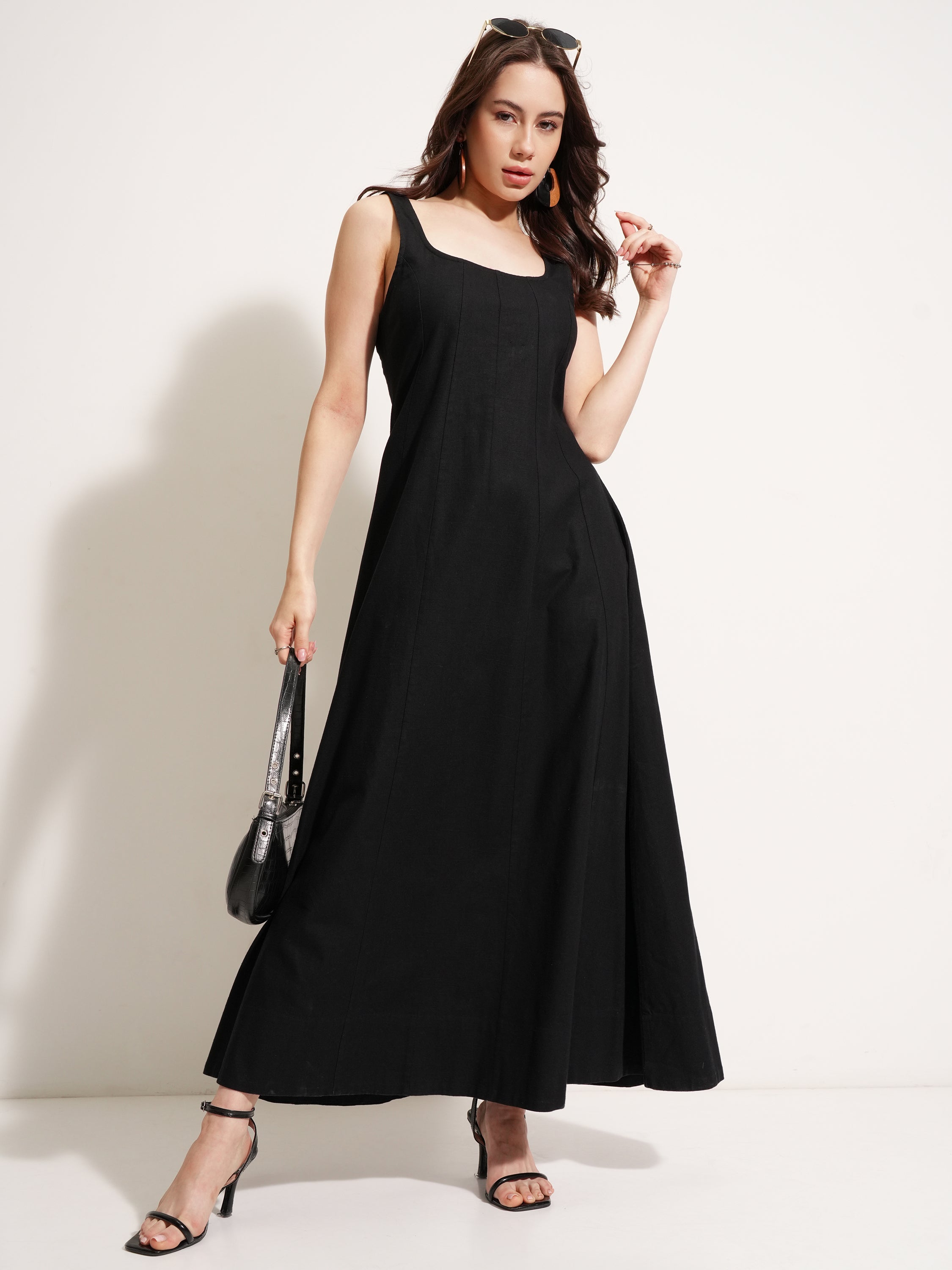 Tokyo Talkies Women Black Solid Maxi Dress - Black - Image 2