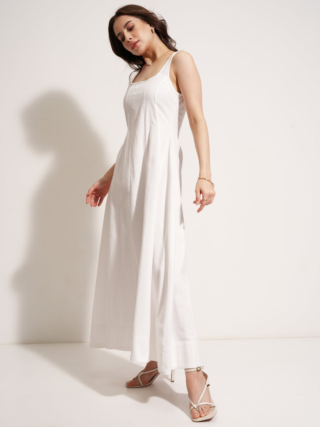 Tokyo Talkies Women White Solid Maxi Dress - White - Image 4