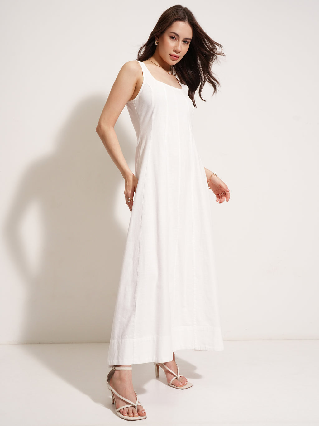 Tokyo Talkies Women White Solid Maxi Dress - White - Image 6