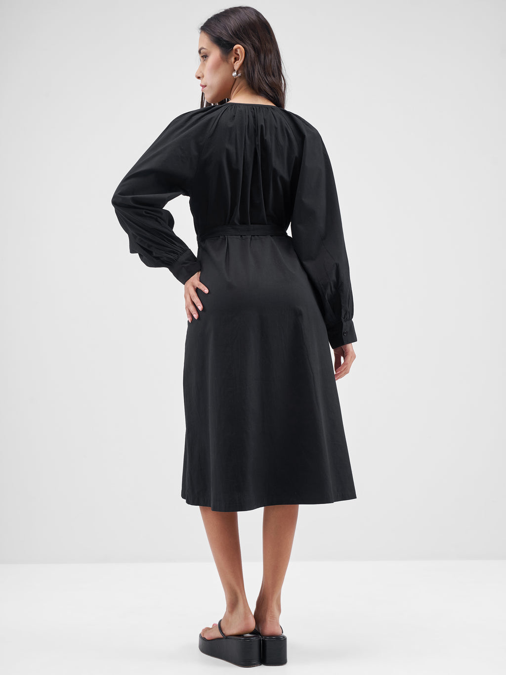Tokyo Talkies Women Black Printed Fit and Flare Dress - Black - Image 3