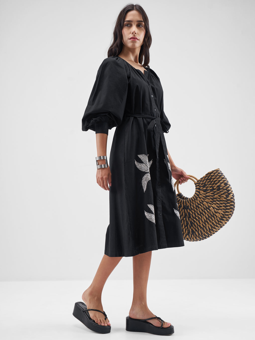 Tokyo Talkies Women Black Printed Fit and Flare Dress - Black - Image 4