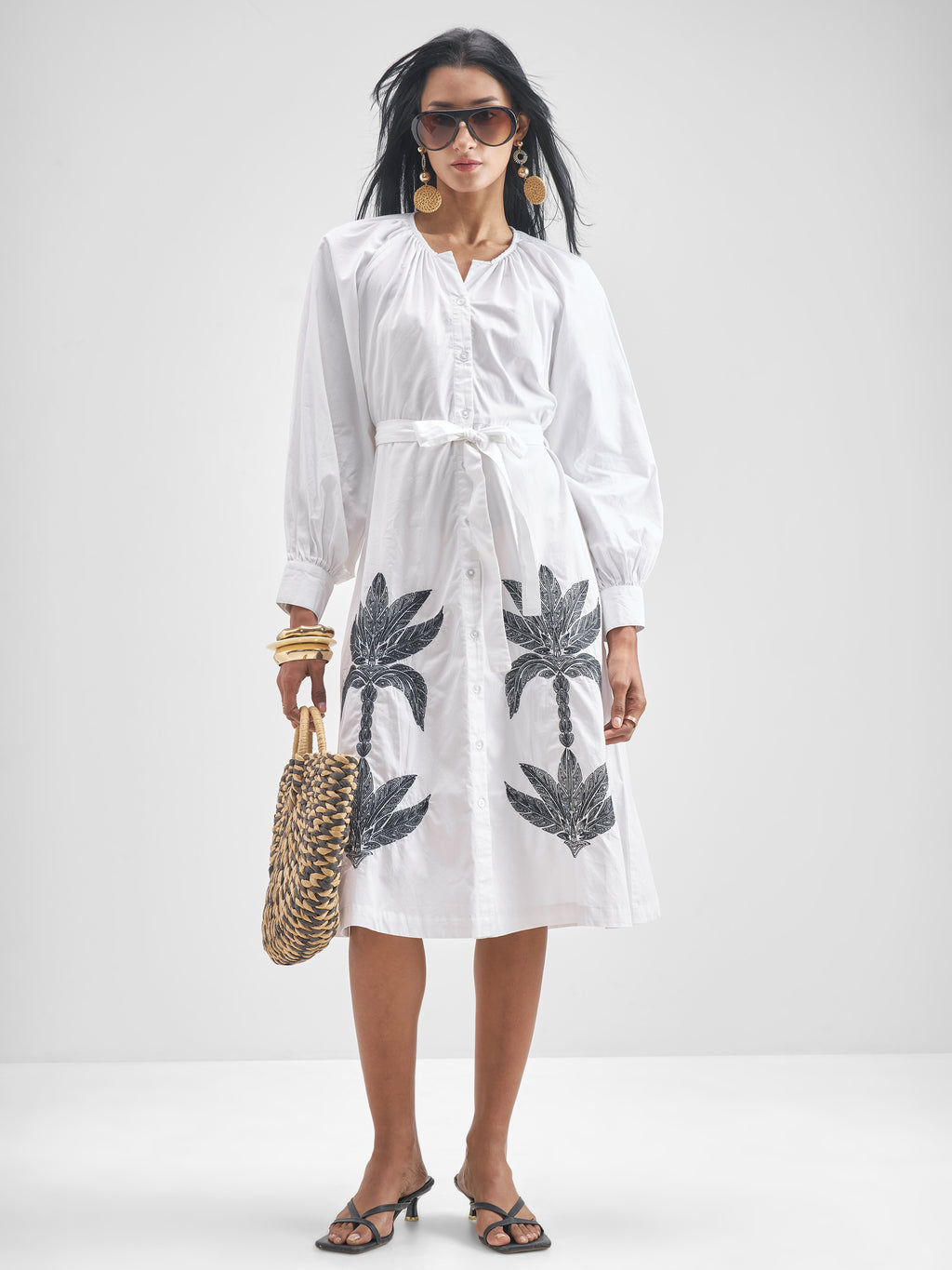 Tokyo Talkies Women White Printed A-Line Dress - White - Image 1