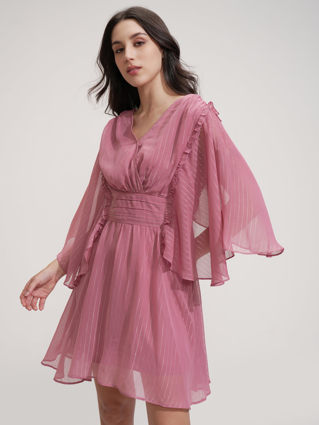 ESPYR By Tokyo Talkies Women Solid Fit and Flare Dress - Rose - Image 4