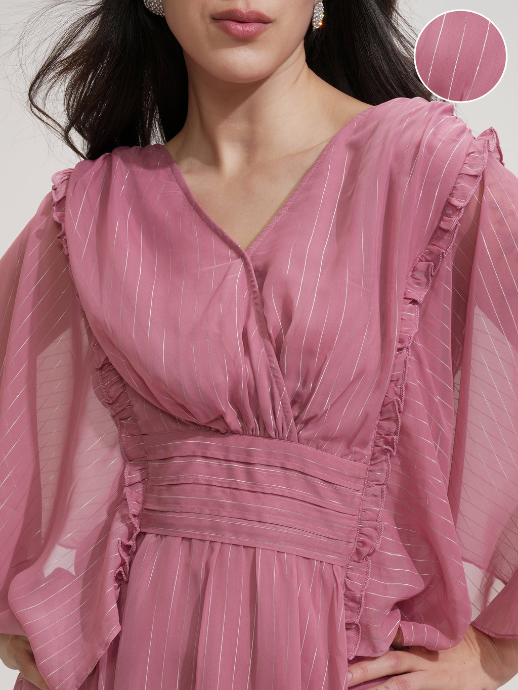 ESPYR By Tokyo Talkies Women Solid Fit and Flare Dress - Rose - Image 5