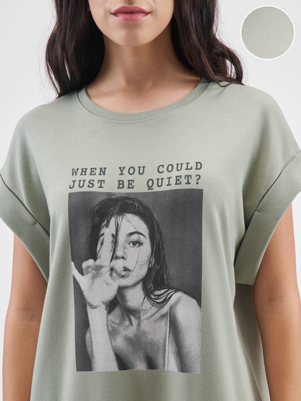 Tokyo Talkies Women Olive Printed T-shirt Dress - Olive - Image 5