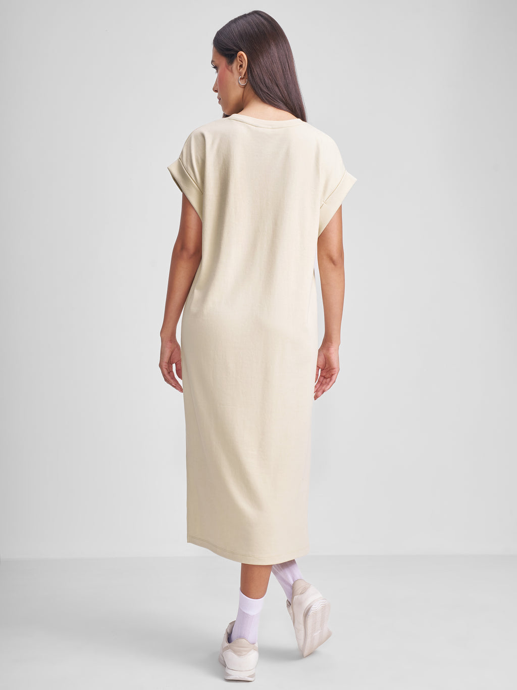 Tokyo Talkies Women Beige Printed T-shirt Dress - Beige - Image 3