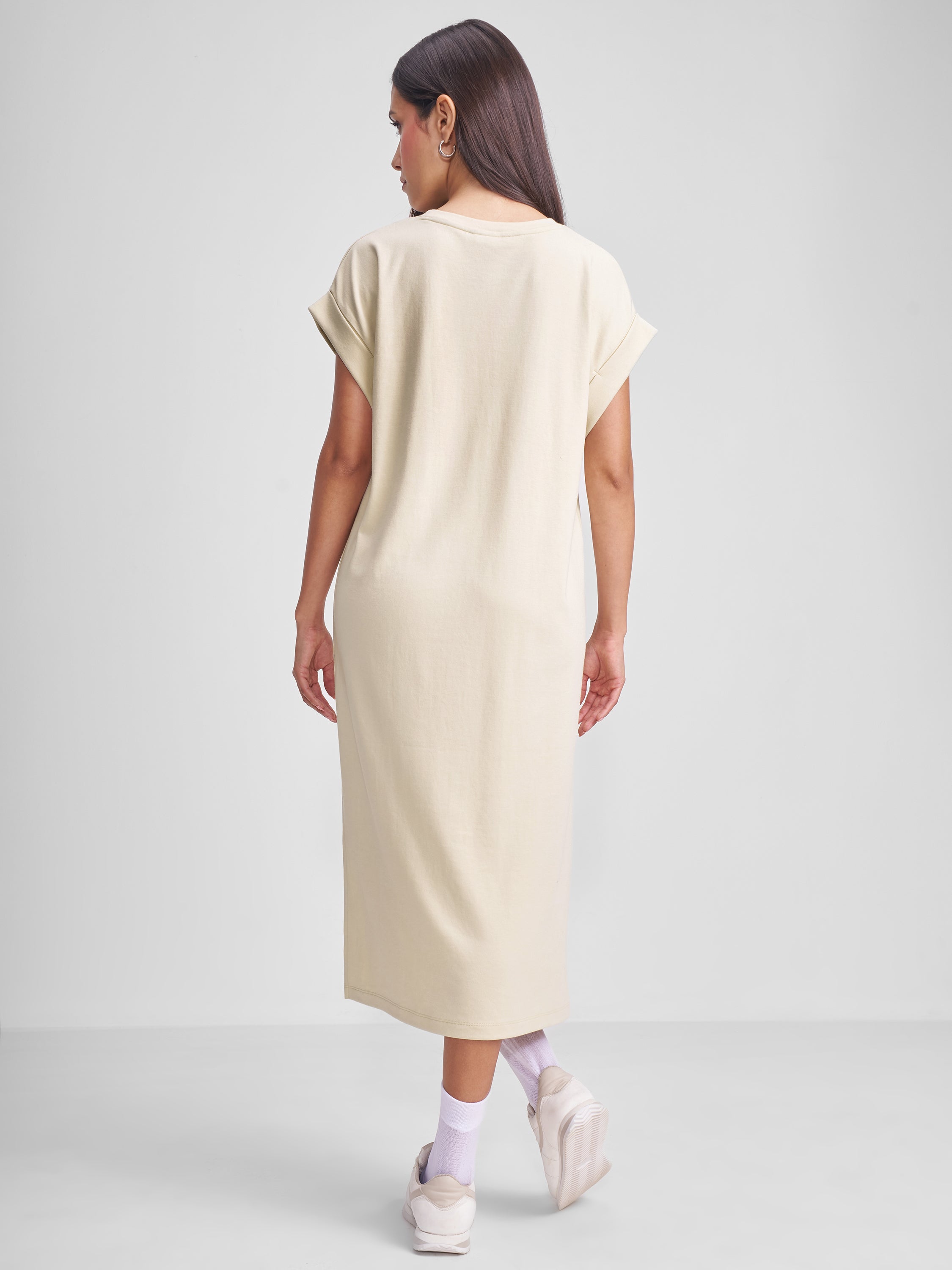 Tokyo Talkies Women Beige Printed T-shirt Dress - Beige - Image 3