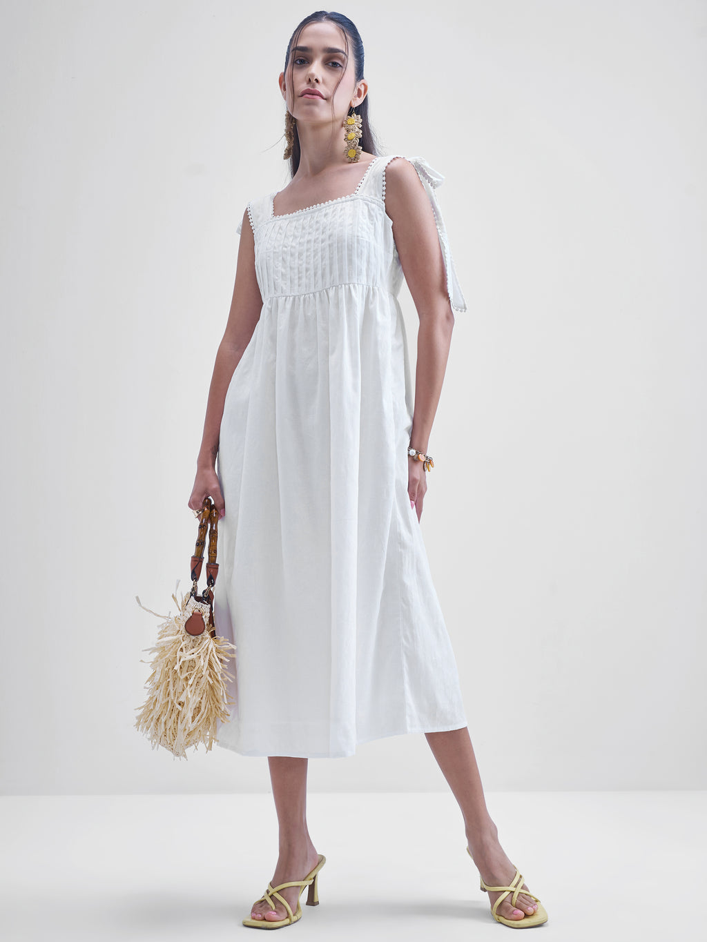 Tokyo Talkies Women White Solid Fit and Flare Dress - White - Image 1