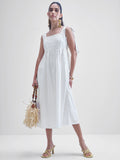 Tokyo Talkies Women White Solid Fit and Flare Dress - White - Image 1