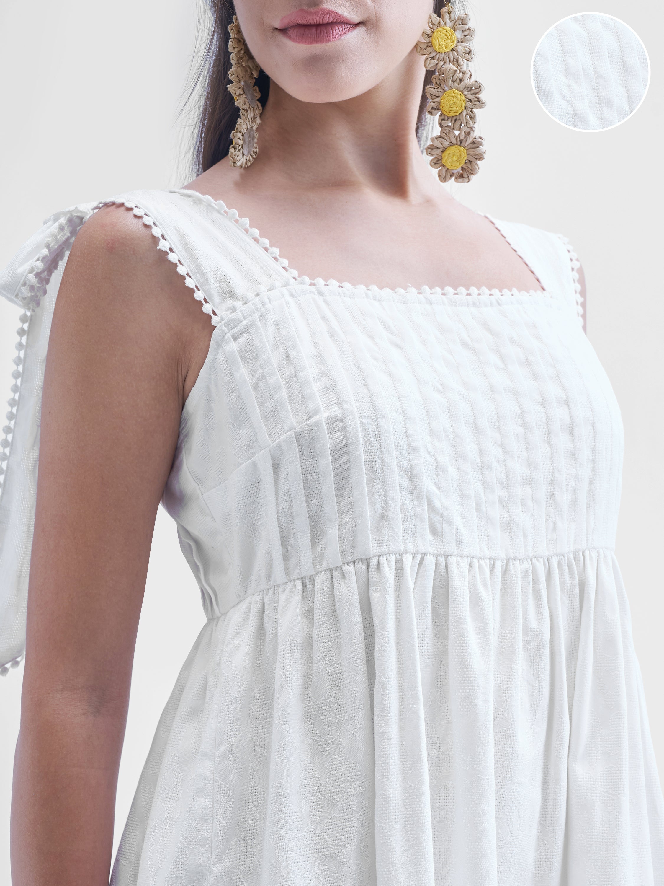 Tokyo Talkies Women White Solid Fit and Flare Dress - White - Image 5