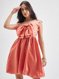 Tokyo Talkies Women Orange Solid Balloon Dress - Orange - Image 1