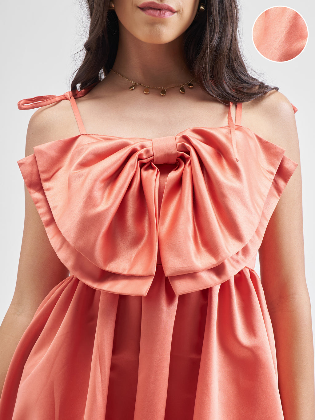 Tokyo Talkies Women Orange Solid Balloon Dress - Orange - Image 5