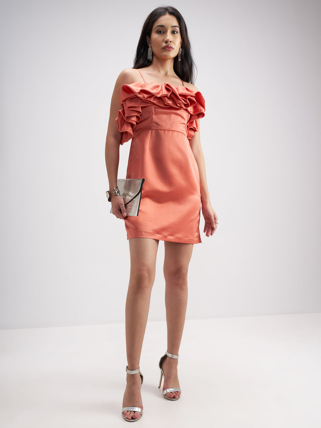 Tokyo Talkies Women Coral Solid Sheath Dress - Coral - Image 2