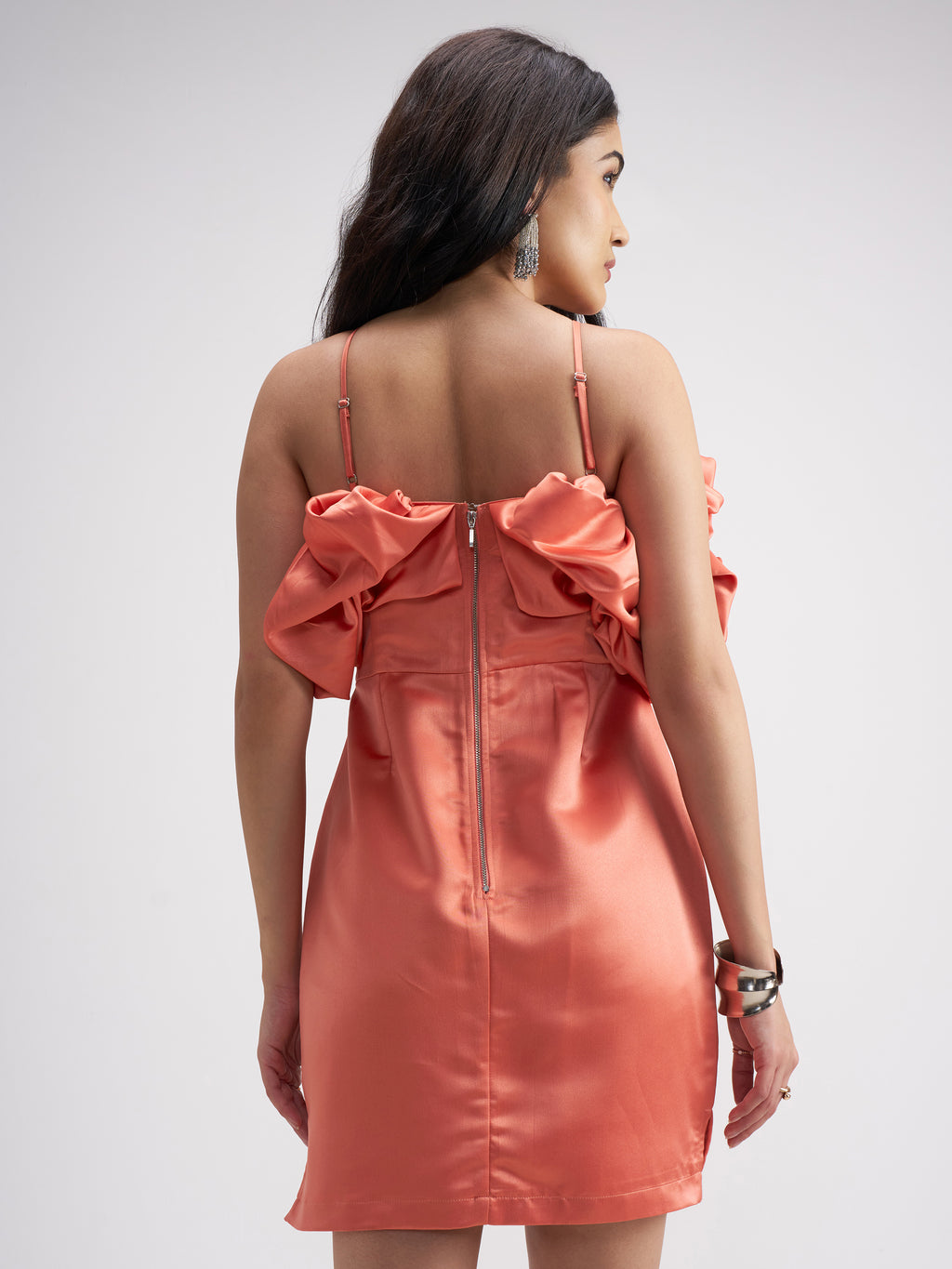Tokyo Talkies Women Coral Solid Sheath Dress - Coral - Image 3