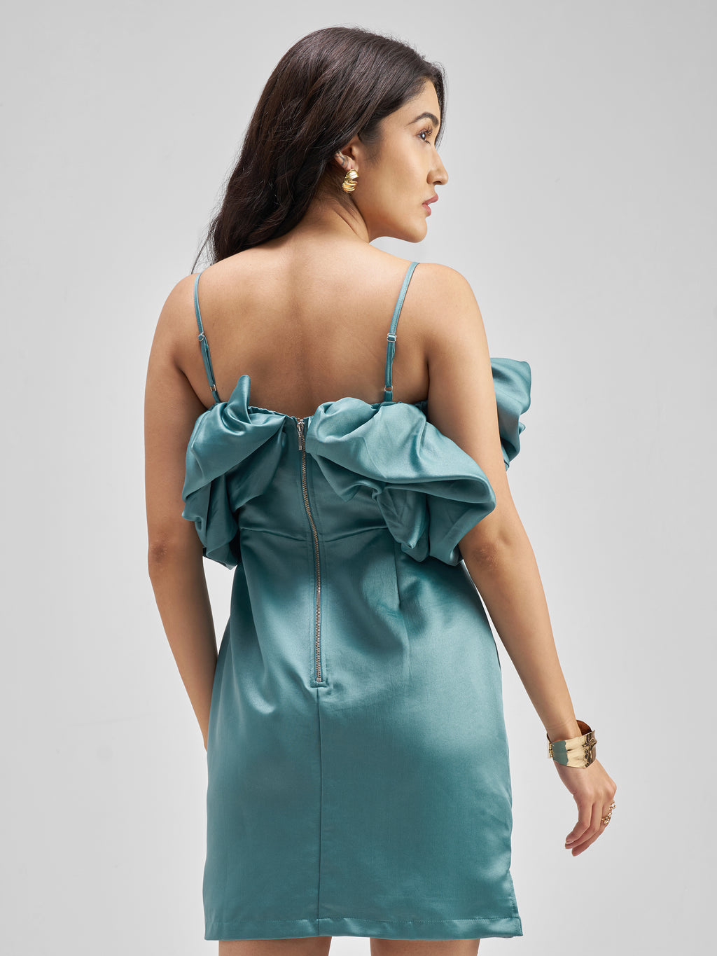 ESPYR By Tokyo Talkies Women Teal Solid Sheath Dress - Teal - Image 3