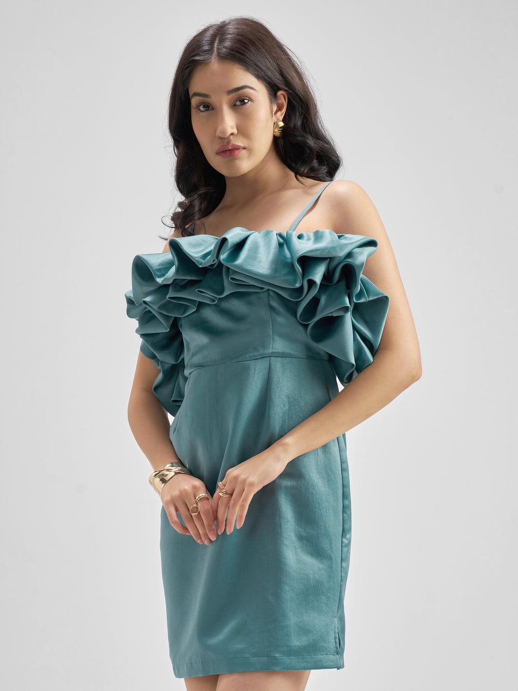 ESPYR By Tokyo Talkies Women Teal Solid Sheath Dress - Teal - Image 4