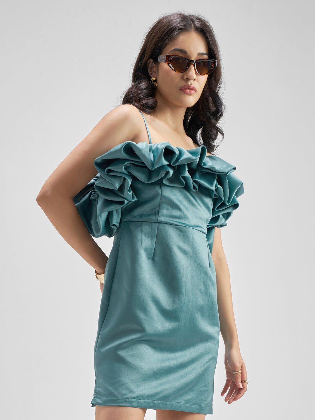 ESPYR By Tokyo Talkies Women Teal Solid Sheath Dress - Teal - Image 6