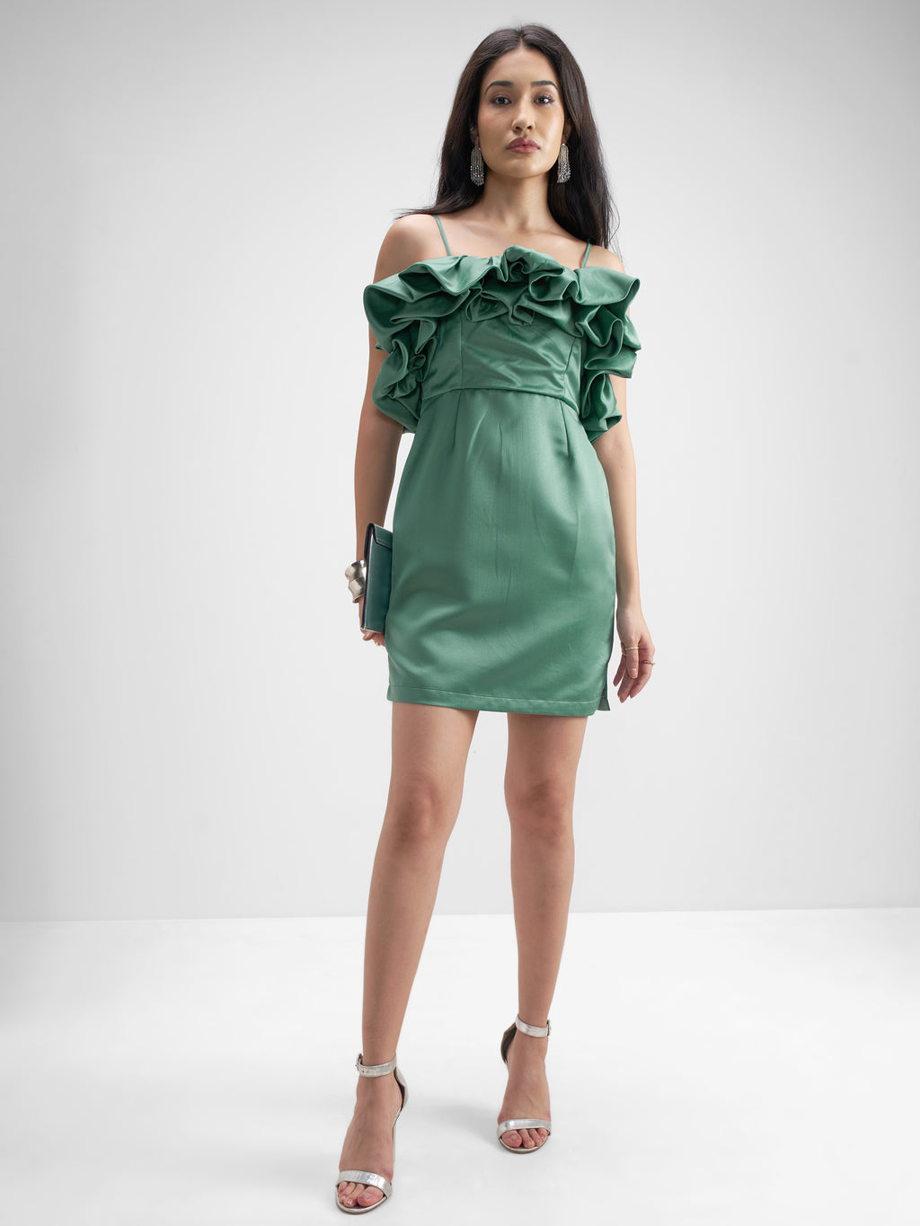 Tokyo Talkies Women Green Solid Sheath Dress - Green - Image 2