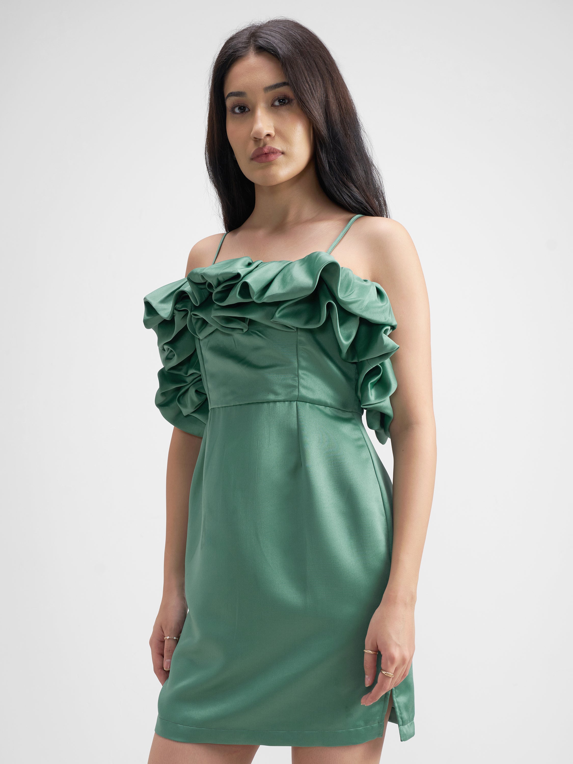 Tokyo Talkies Women Green Solid Sheath Dress - Green - Image 4