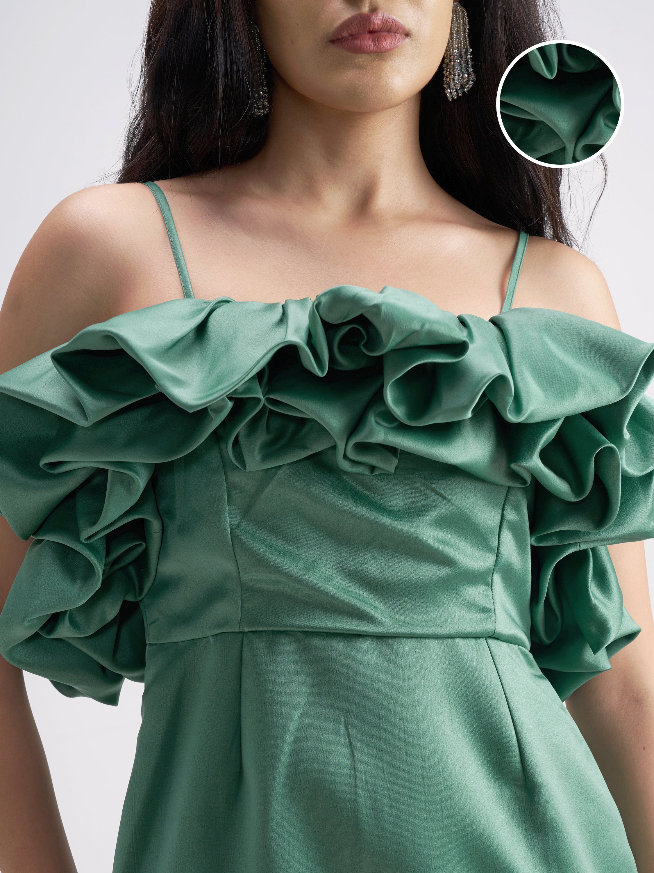 Tokyo Talkies Women Green Solid Sheath Dress - Green - Image 5