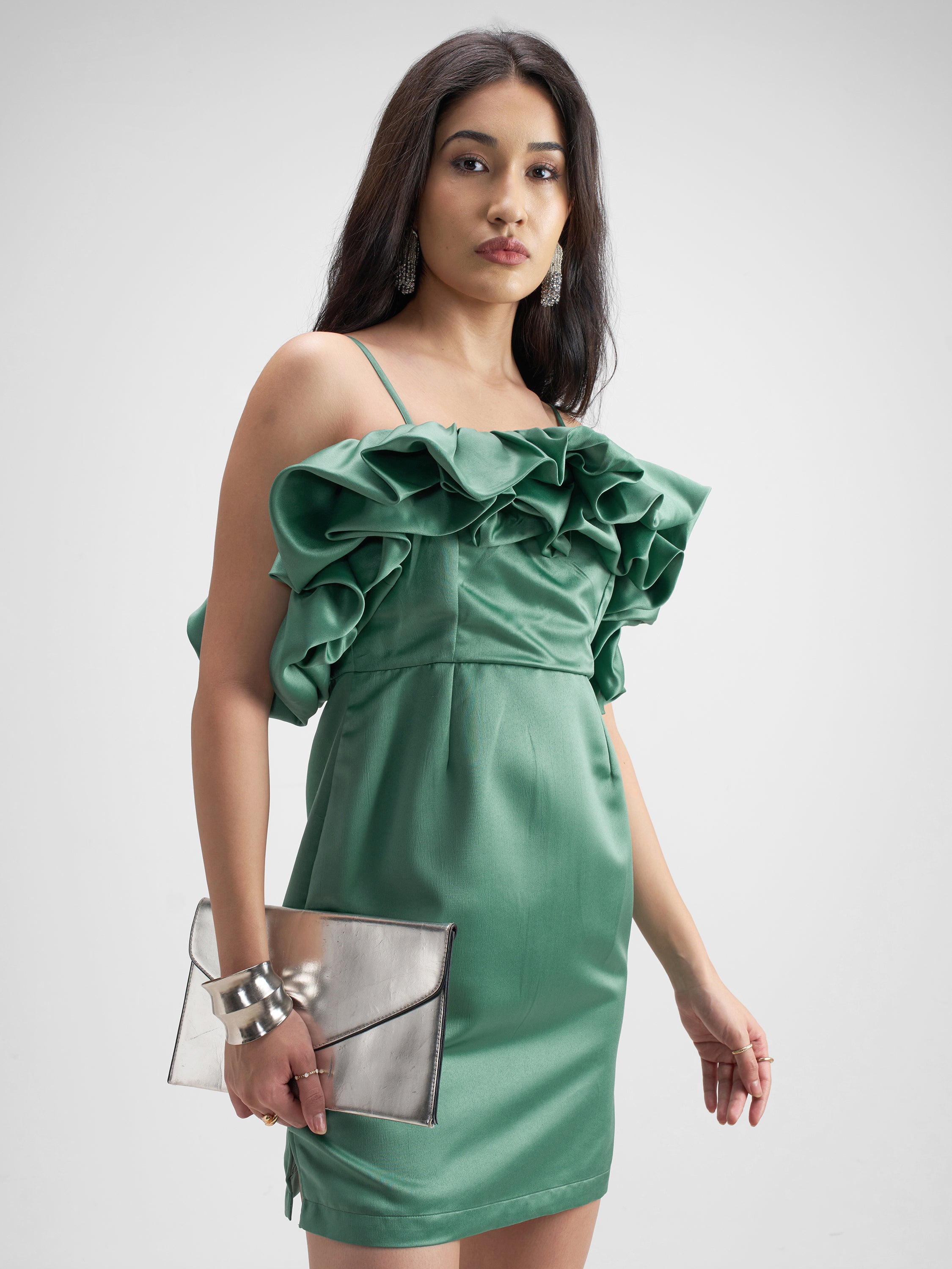 Tokyo Talkies Women Green Solid Sheath Dress - Green - Image 6