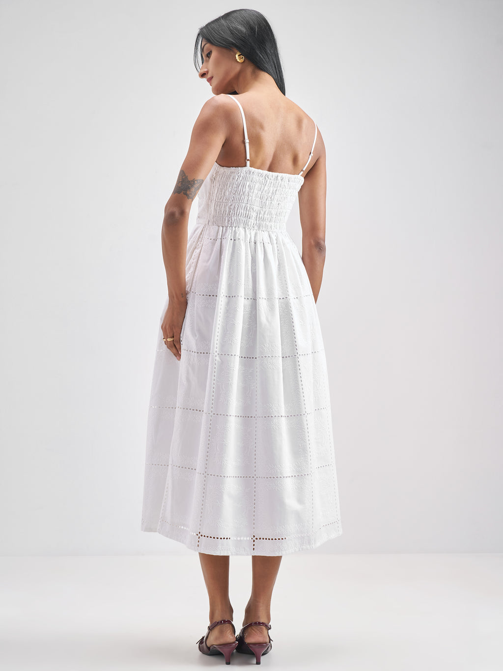 ESPYR By Tokyo Talkies Women White Embroidered Fit and Flare Dress - White - Image 3
