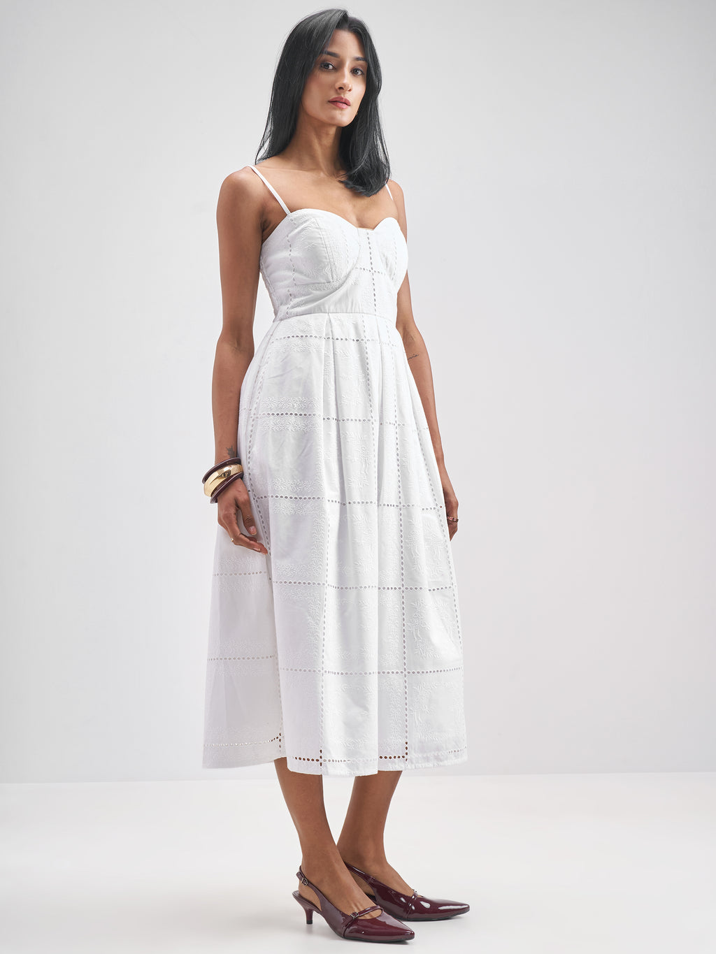 ESPYR By Tokyo Talkies Women White Embroidered Fit and Flare Dress - White - Image 4