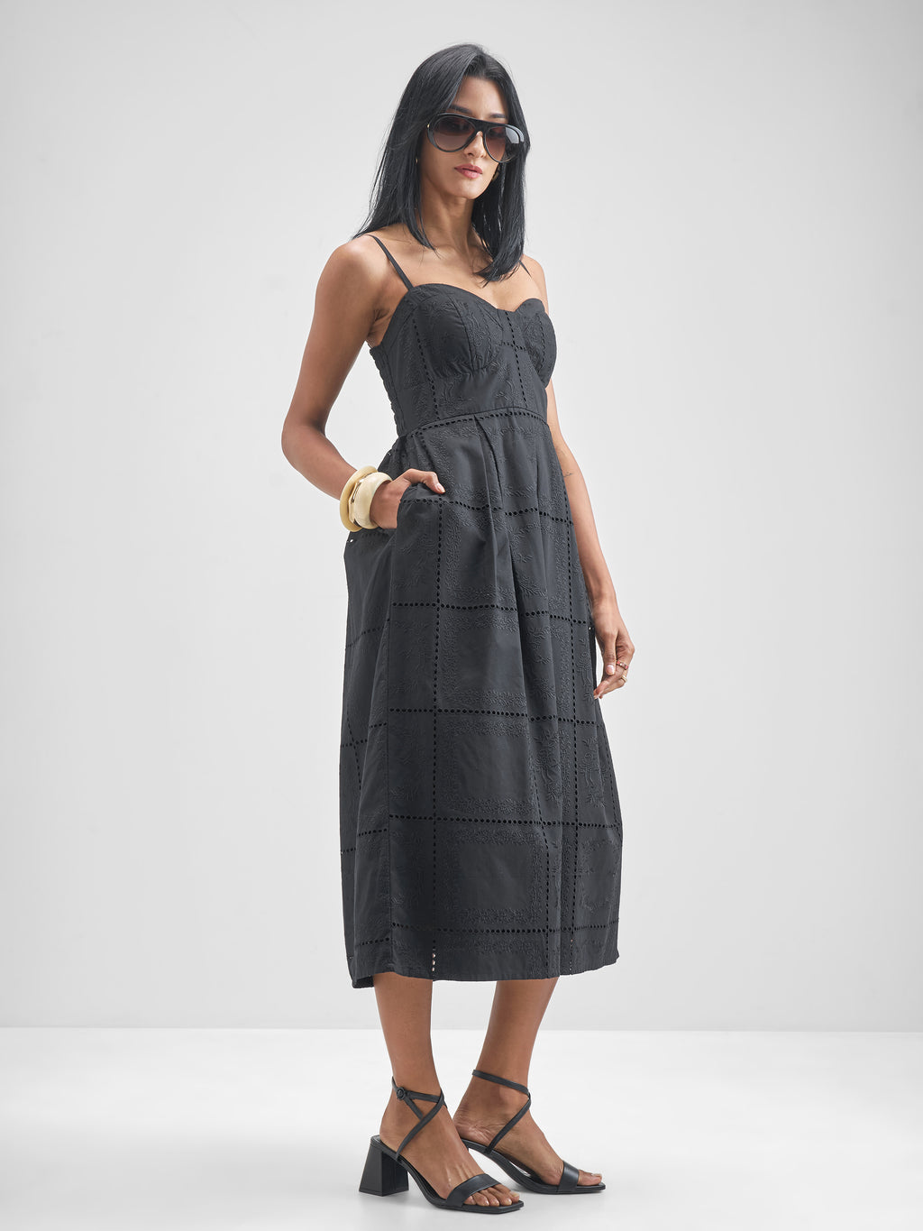 ESPYR By Tokyo Talkies Women Black Embroidered Fit and Flare Dress - Black - Image 4